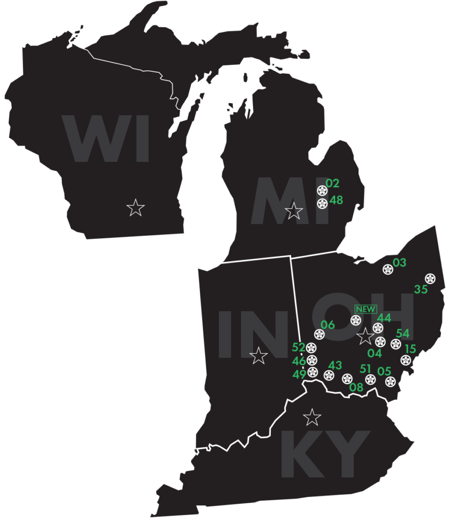 A map of Mid America ISKF clubs